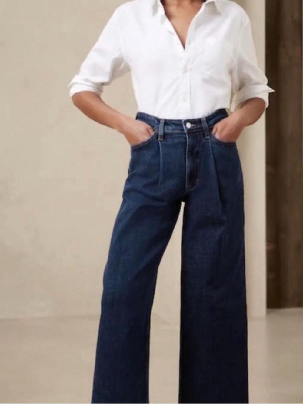 Banana Republic Wide Leg Pleated High Waist Trouser jeans